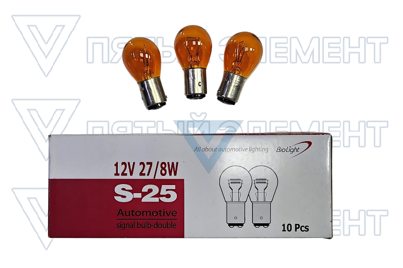 Лампочка двухконтактная 27/8W желтая 12V 18644-28087N